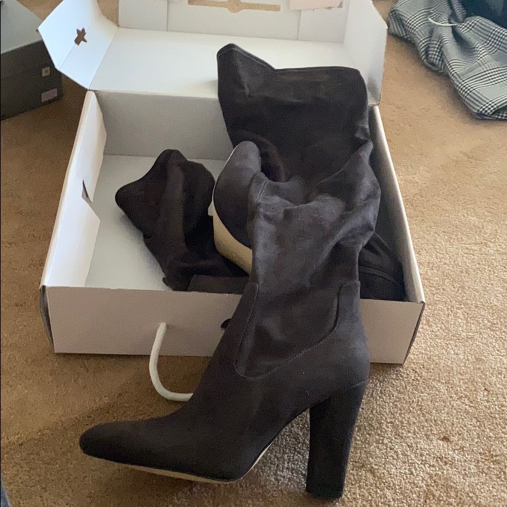 Ivanka Trump Sarena dark grey suede otk boots